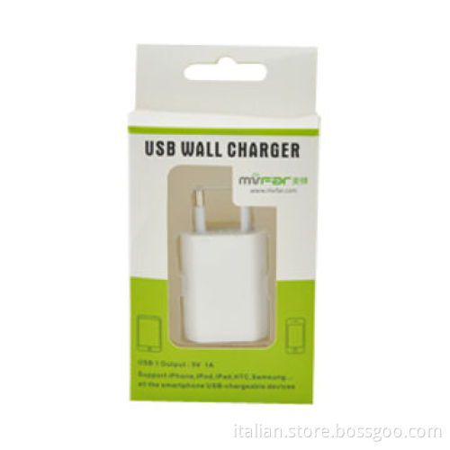 high-quality 5V 1A USB EU plug wall charger for iPhone, with IC inside
